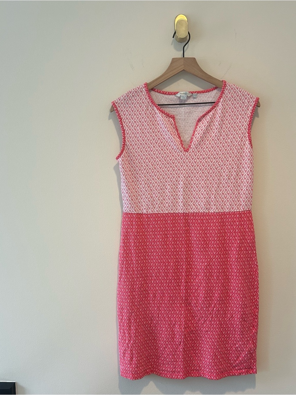 Boden Midi Shift Dress Pink Contrast Geometric Mosaic Print Sleeveless